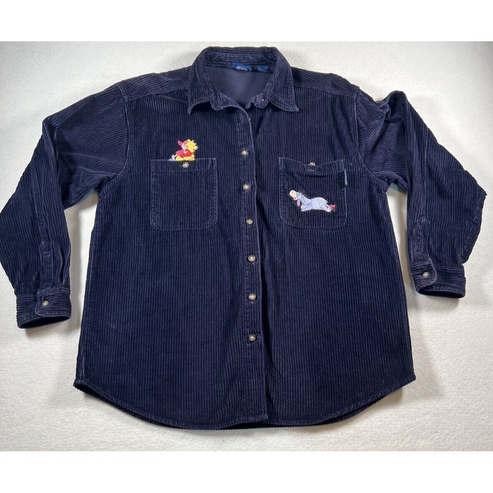 Winnie the Pooh Navy Corduroy Button Down Long Sleeved Shirt XL